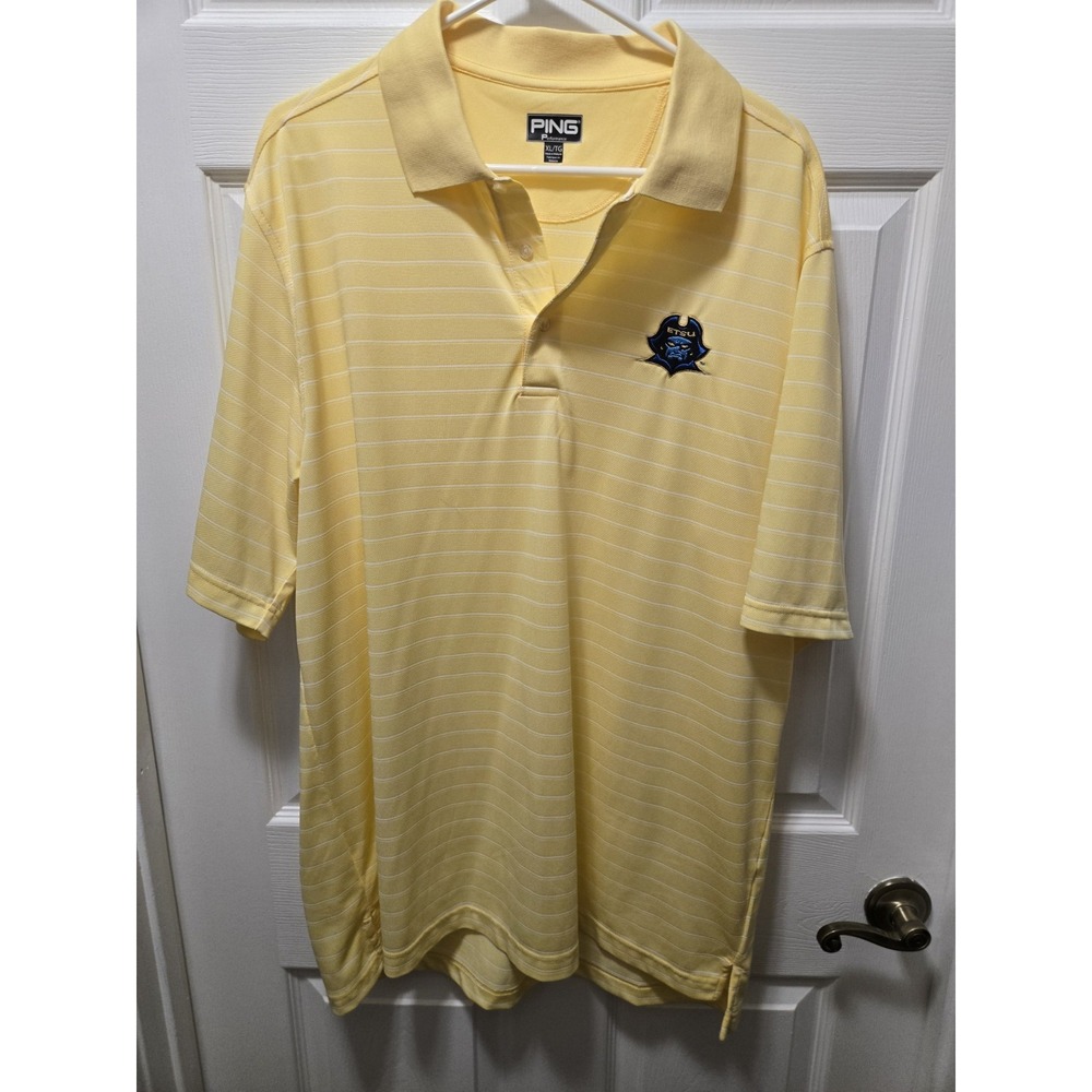 Ping Golf Polo Shirt Striped ETSU EAST TENNESSEE Embroidered Logo Men's XL